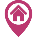 Roze locatiepin, symbool voor een specifieke plaats of locatie.