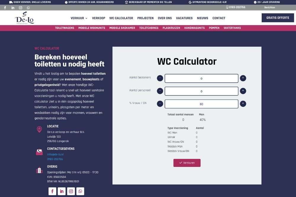 WC calculator Hoeveel toiletten heb je nodig voor jouw evenement of project