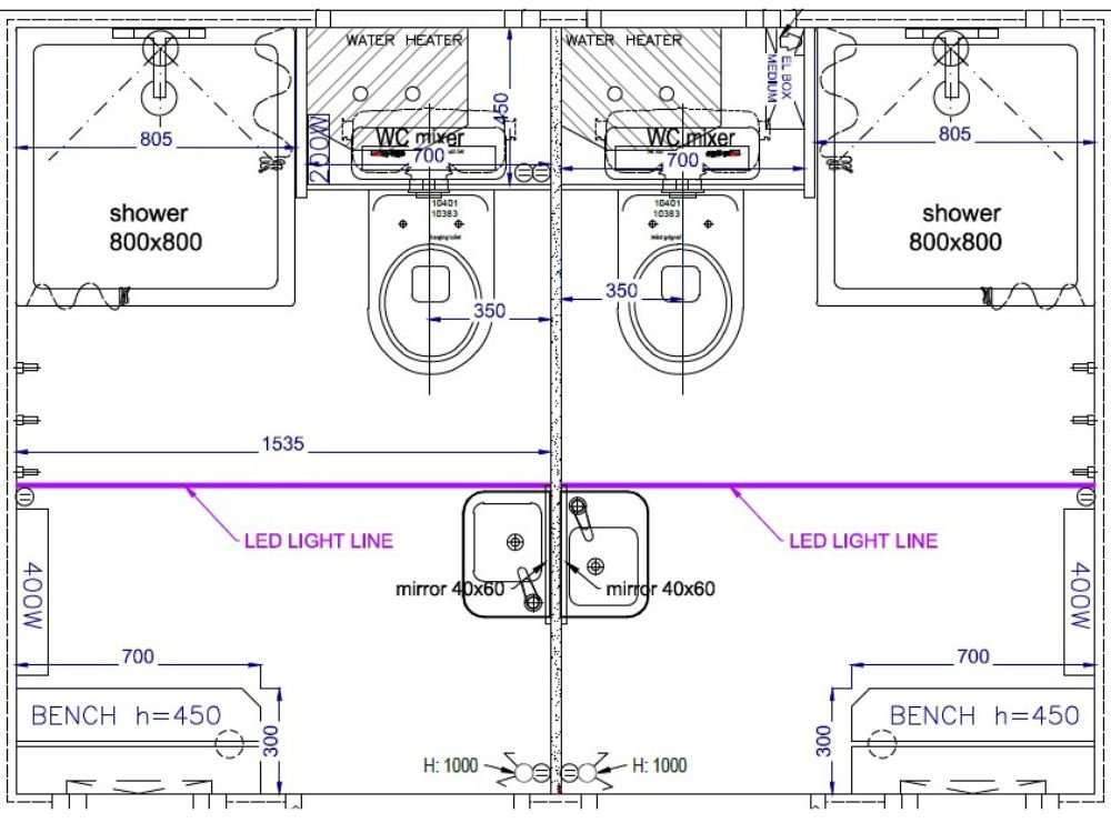 Plattegrond sanitairbox